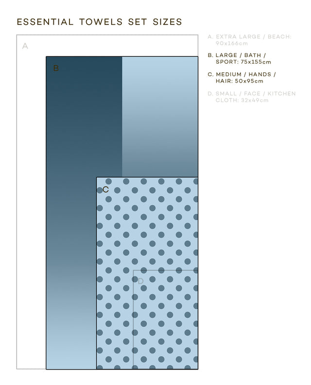 Essential Towel Set: Dots&Calm Blue