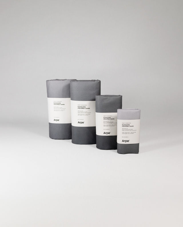 Arpe Circular Charcoal Gray Calm Collection: Double-Sided Microfiber Towels