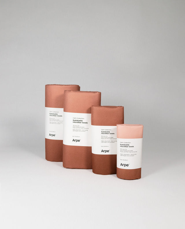 Arpe Circular Chestnut Brown Calm Collection: Double-Sided Microfiber Towels