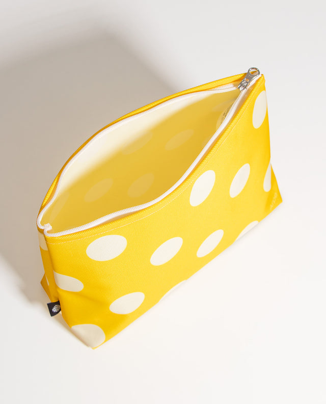 Water-Resistant L Pouch Dots Lemon Yellow