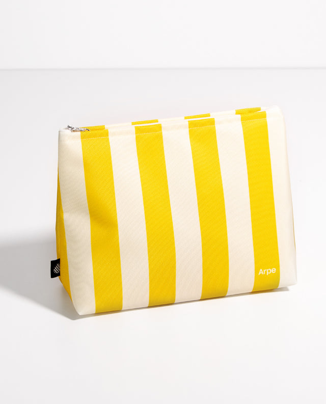 Water-Resistant L Pouch Lemon Yellow Stripes