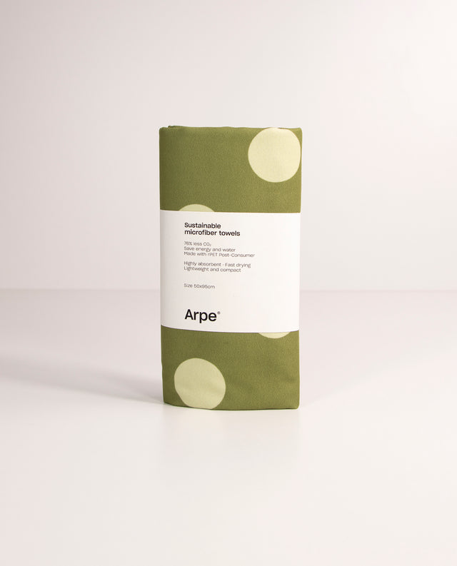 Arpe Circular Olive Green Soft Dots Collection: Double-Sided Microfiber Towels