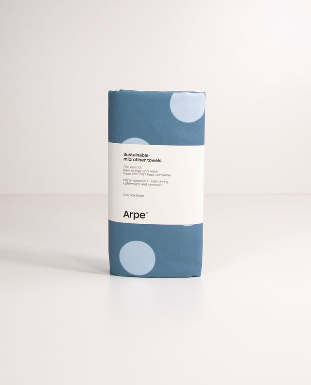 Arpe Circular Steel Blue Soft Dots Collection: Double-Sided Microfiber Towels
